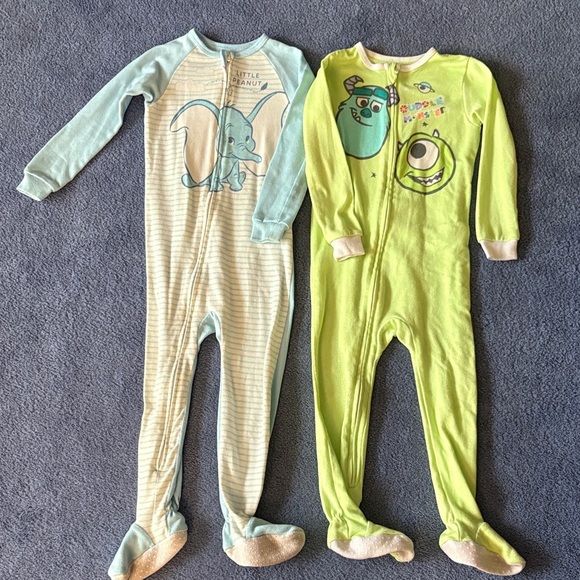 Disney Kids Footies - Light Blue and Lime Green - Picture 1 of 5